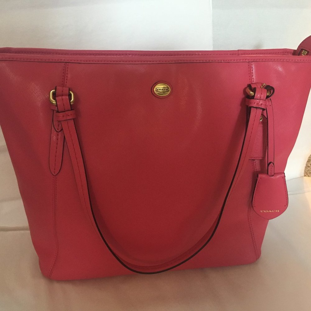 Coach Peyton Leather Zip Top Tote F27349 - Persimmon